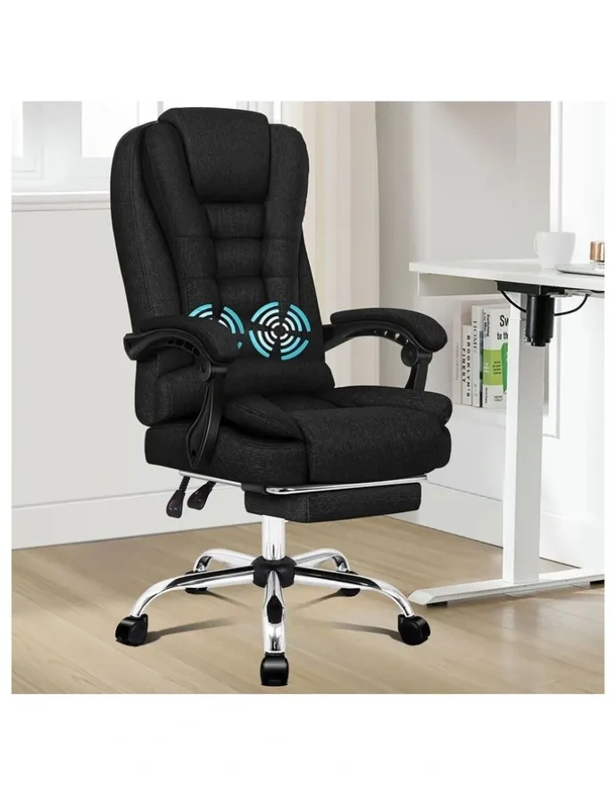 Alfordson Massage Office Chair Fabric Seat Black