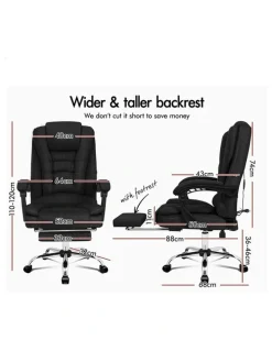 Alfordson Massage Office Chair Fabric Seat Black