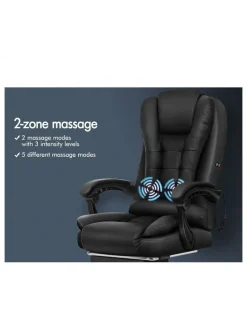 Alfordson Massage Office Chair Lumbar PU Leather Seat Black