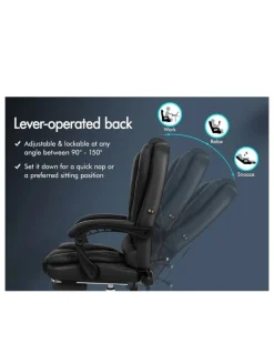 Alfordson Massage Office Chair Lumbar PU Leather Seat Black