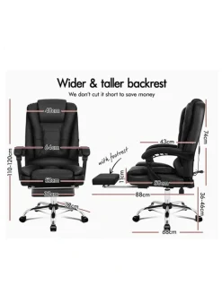 Alfordson Massage Office Chair Lumbar PU Leather Seat Black