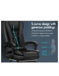 Alfordson Massage Office Chair Lumbar PU Leather Seat Black