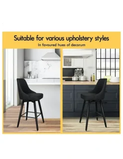Alfordson Metal Swivel Bar Stools 2 Pieces in All Black