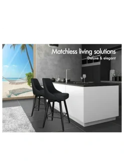 Alfordson Metal Swivel Bar Stools 2 Pieces in All Black