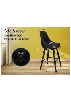 Alfordson Metal Swivel Bar Stools 2 Pieces in All Black