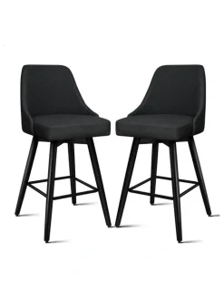 Alfordson Metal Swivel Bar Stools 2 Pieces in All Black