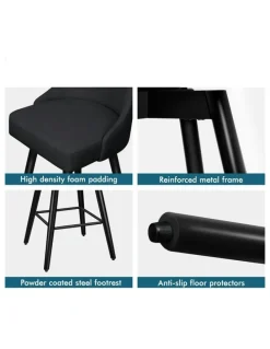 Alfordson Metal Swivel Bar Stools 2 Pieces in All Black