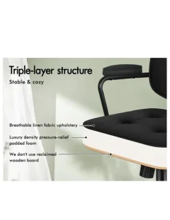 Alfordson Office Chair Ergonomic Executive Computer Work Seat Fabric Black