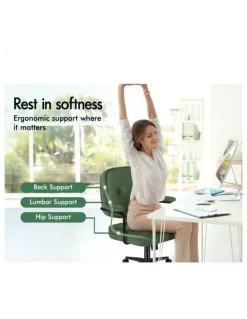 Alfordson Office Chair Ergonomic Executive Computer Work Seat Chenille Green