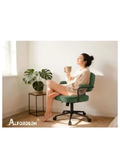 Alfordson Office Chair Ergonomic Executive Computer Work Seat Chenille Green