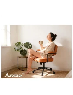 Alfordson Office Chair Ergonomic Executive Computer Work Seat PU Leather Brown