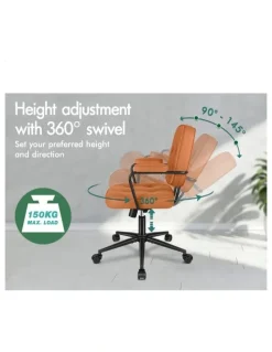 Alfordson Office Chair Ergonomic Executive Computer Work Seat PU Leather Brown