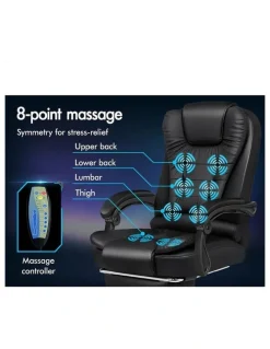 Alfordson Office Chair Massage Heated Seat Black