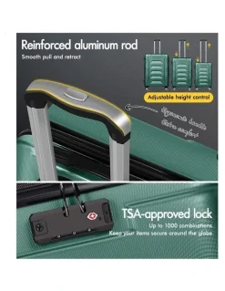 Alfordson 3PCS Luggage Suitcase Trolley Set Hard Case Travel Storage TSA Lock Dina Green