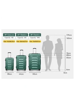 Alfordson 3PCS Luggage Suitcase Trolley Set Hard Case Travel Storage TSA Lock Dina Green