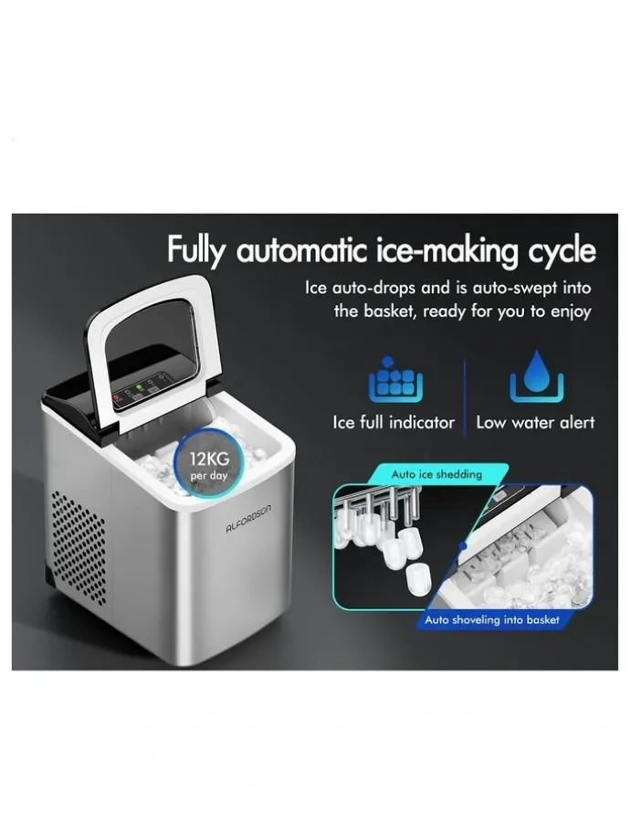 Alfordson Portable Ice Maker Machine 2.2L in Silver