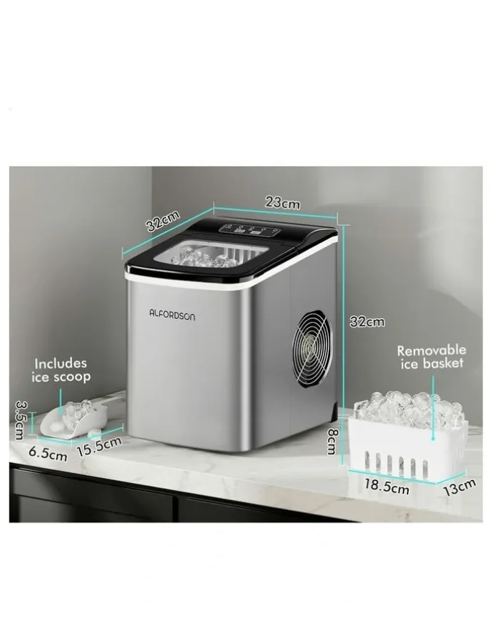Alfordson Portable Ice Maker Machine 2.2L in Silver
