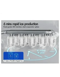 Alfordson Portable Ice Maker Machine 2.2L in Silver