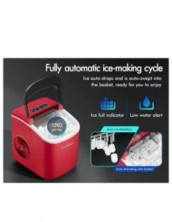 Alfordson Portable Ice Maker Machine 12kg in Red