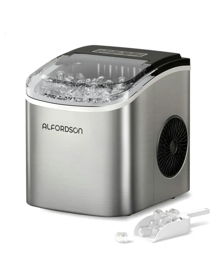 Alfordson Portable Ice Maker Machine in Silver