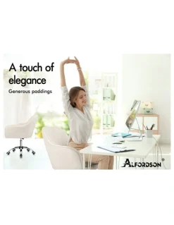 Alfordson Velvet Office Swivel Chair in Beige