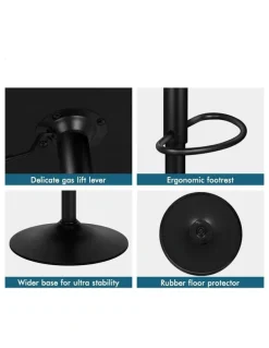 Alfordson 4x Bar Stools Gas Lift Leather Bar Chairs Kitchen Swivel Stella BLACK