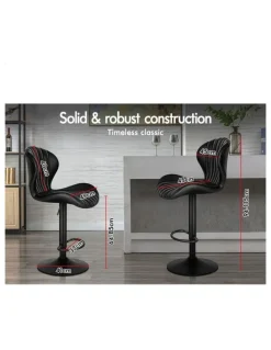 Alfordson 4x Bar Stools Gas Lift Leather Bar Chairs Kitchen Swivel Stella BLACK