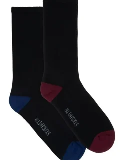 All Day SocksTM Mens Heel & Toe Cushioned Crew Crew 2 Pack in Burgundy/Blue