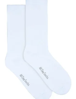 All Day SocksTM Mens Plain Cushioned Cotton Crew 2 Pack in White