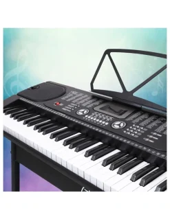 Alpha Alpha 61 Key LED Electric Keyboard Piano in Black