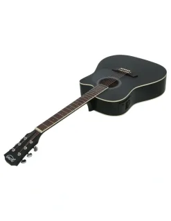Alpha 41 Inch Acoustic Guitar Equaliser Electric Output Cutaway With Stand in Black