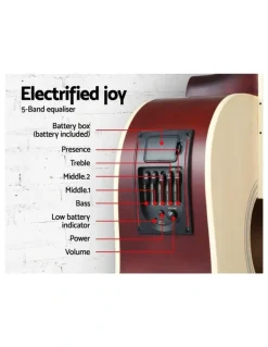 Alpha 41 Inch Acoustic Guitar Equaliser Electric Output Cutaway with Wood Stand