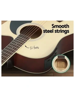 Alpha 41 Inch Acoustic Guitar Equaliser Electric Output Cutaway with Wood Stand
