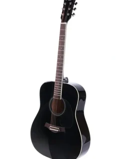 Alpha 41 Inch Acoustic Guitar Wooden Body Steel String Dreadnought Stand in Black
