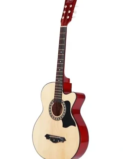 Alpha 38 Inch Acoustic Guitar Wooden Body Steel String Full Size With Wood Stand