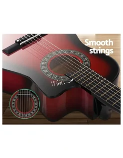Alpha 34 Inch Classical Guitar Wooden Body Nylon String With Stand in Red