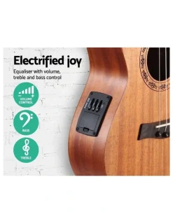 Alpha 26 Inch Ukulele Equaliser Natural Mahogany Tenor Beginner Gift With Bag