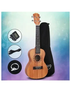 Alpha 26 Inch Ukulele Natural Mahogany Tenor Beginner Gift With Carry Bag