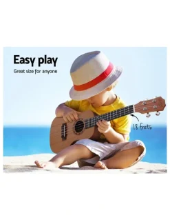 Alpha 26 Inch Ukulele Natural Mahogany Tenor Beginner Gift With Carry Bag