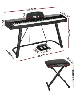 Alpha 88 Keys Electronic Piano Keyboard with Stand Stool Weighted