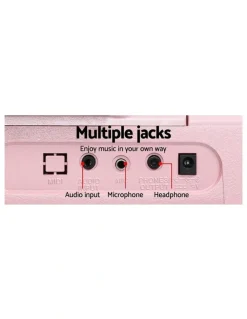 Alpha 61 Keys Electronic Piano Keyboard Digital Electric with Stand and Stool in Pink