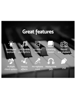 Alpha 61 Keys Electronic Piano Keyboard Digital Electric with Stand and Stool Lighted