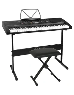 Alpha 61 Keys Electronic Piano Keyboard Digital Electric with Stand and Stool Lighted