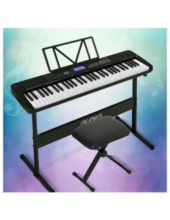 Alpha 61 Keys Electronic Piano Keyboard with Stand Stool Touch