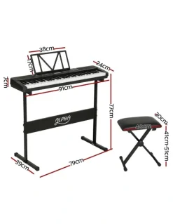 Alpha 61 Keys Electronic Piano Keyboard with Stand Stool Touch