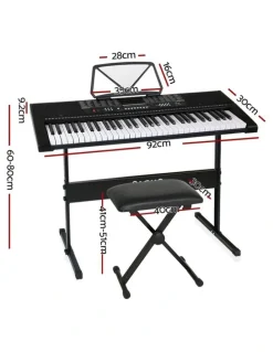 Alpha 61 Keys Electronic Piano Keyboard Digital Electric with Stand and Stool Speaker
