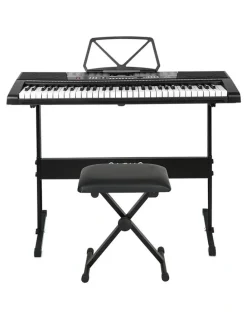 Alpha 61 Keys Electronic Piano Keyboard Digital Electric with Stand and Stool Speaker