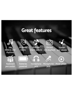 Alpha 61 Keys Electronic Piano Keyboard Digital Electric with Stand and Stool Speaker