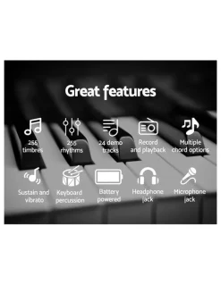 Alpha 61 Keys Electronic Piano Keyboard Digital Electric with Stand and Stool in Silver
