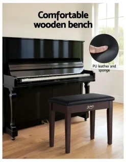 Alpha Piano Bench Stool with Storage Wooden PU Leather